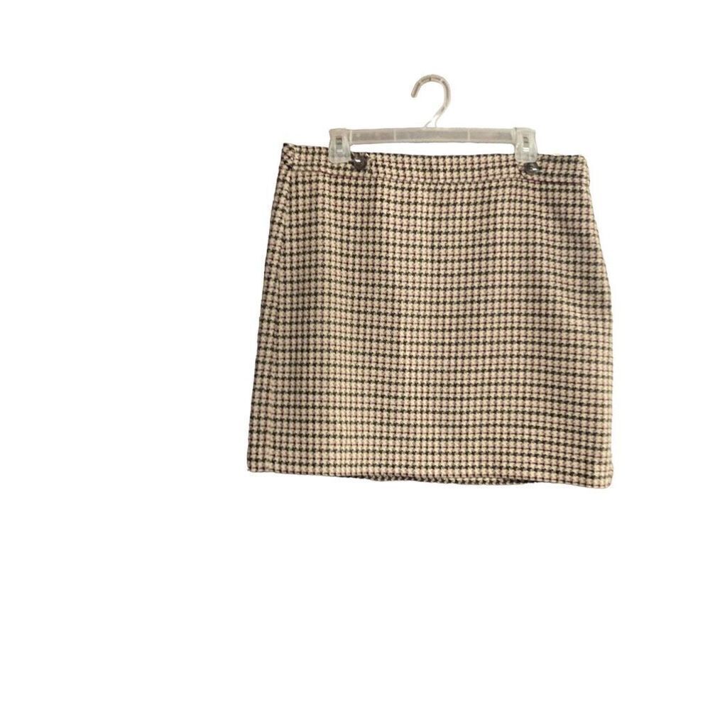 ANN TAYLOR LOFT Petites Size 14‎ Houndstooth Pattern Brown Skirl